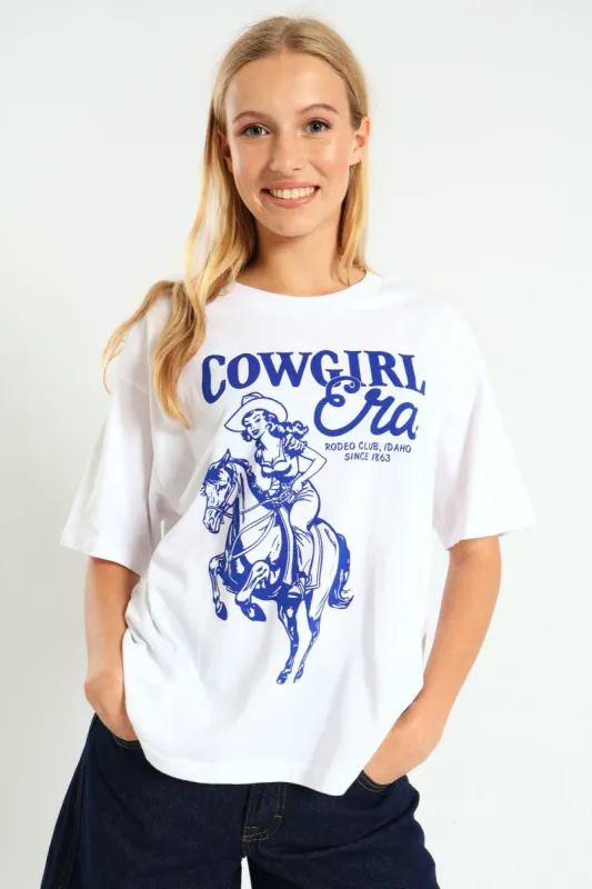 Oversized Cowgirl Tee - White sold by Edgars