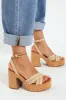 Alanni Chunky Multi Strap Platform Heel - Natural sold by Edgars