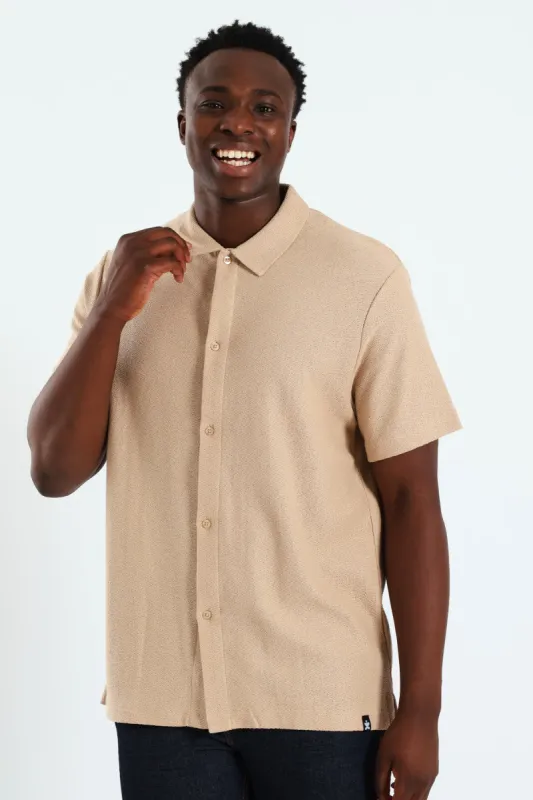 Chunky Crepe Knit Shirt - Stone sold by Edgars