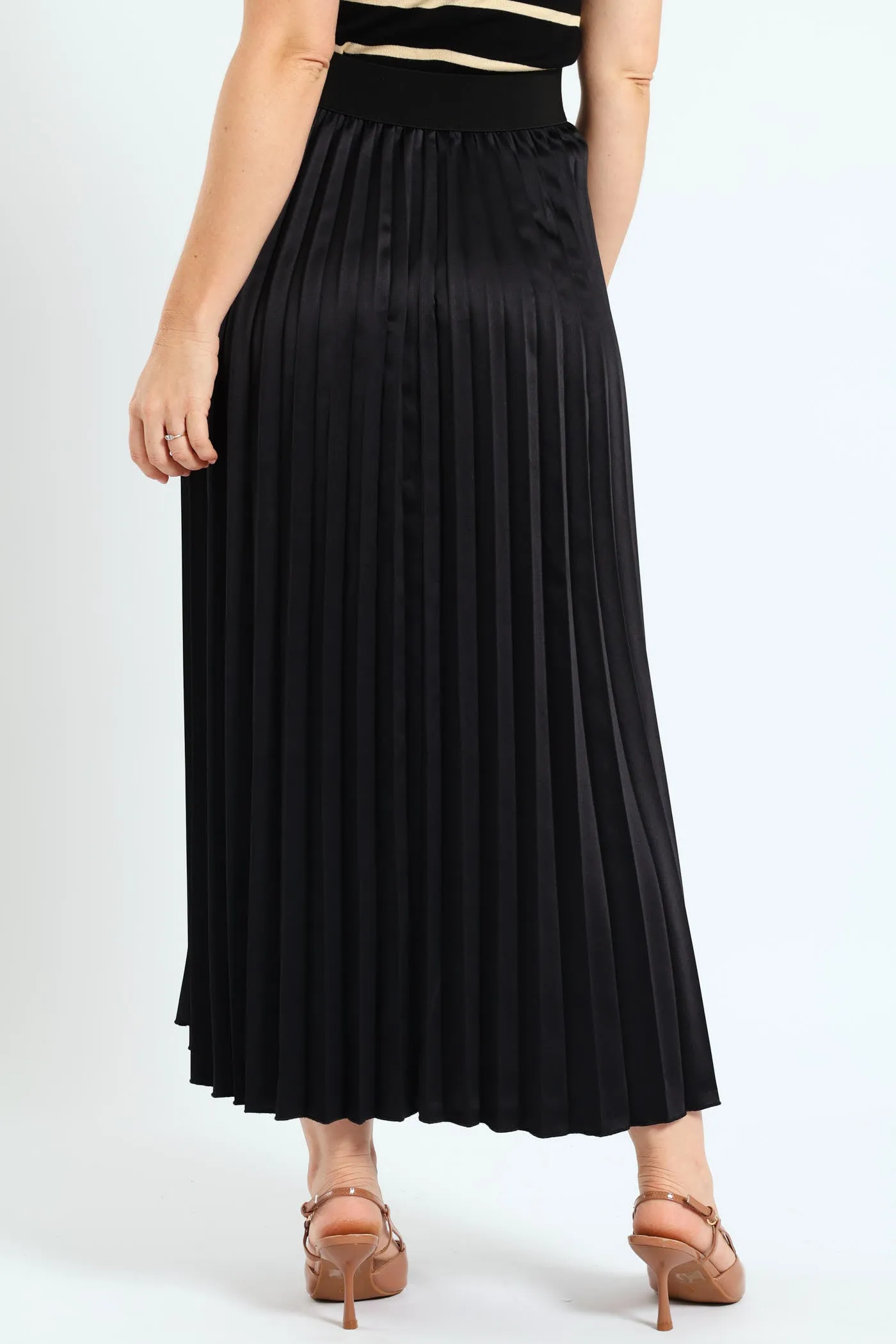 Elasticated Satin Pleated Maxi Skirt - Black sold by Edgars product image thumbnail 4