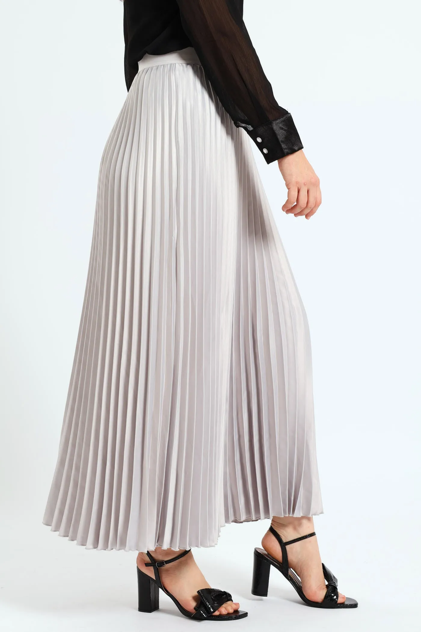 Pleated Satin Maxi Skirt - Silver sold by Edgars product image thumbnail 3