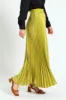 Pleated Satin Maxi Skirt - Avocado sold by Edgars