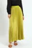 Pleated Satin Maxi Skirt - Avocado sold by Edgars