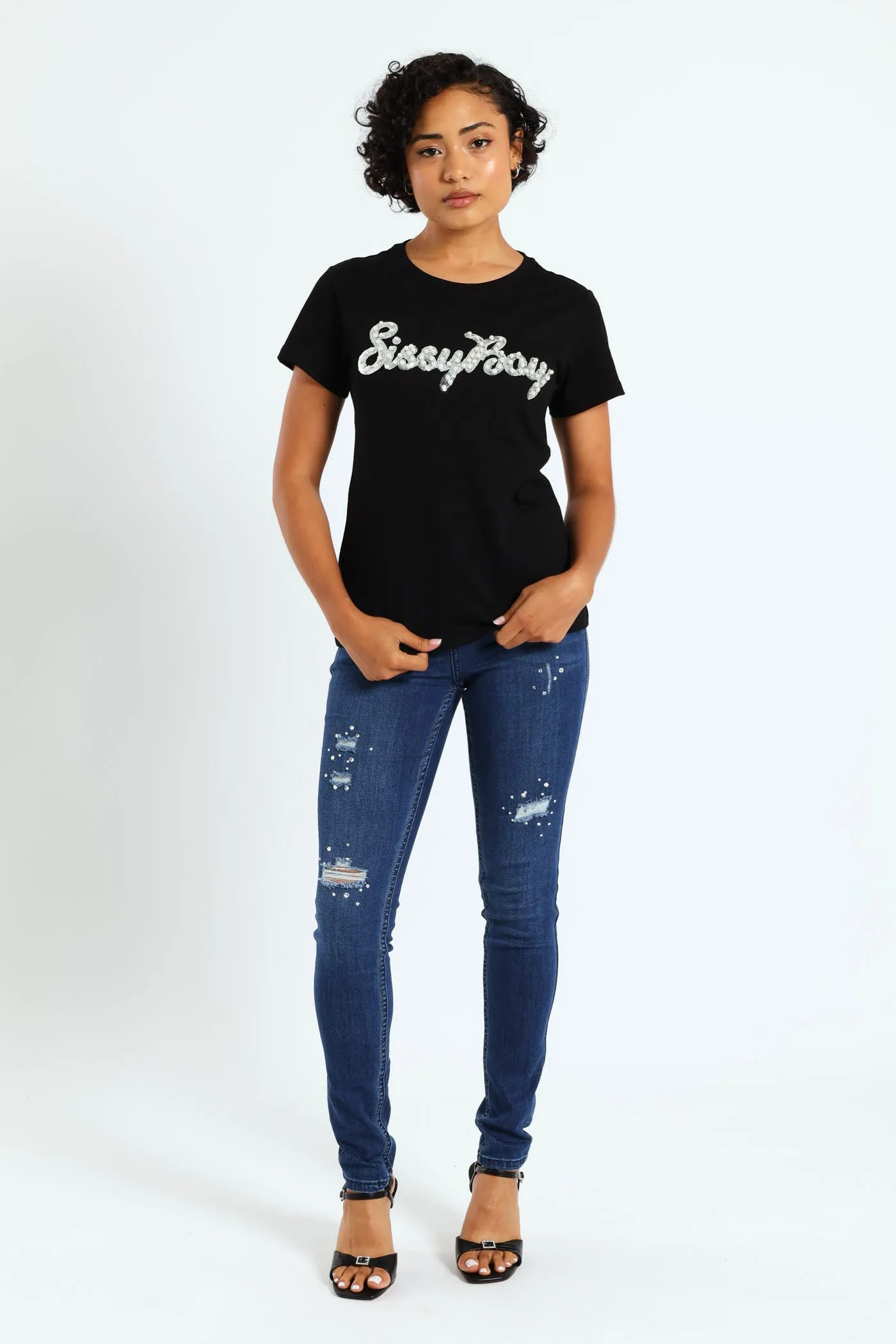 Regular Fit Multi-Technique Logo Top - Black sold by Edgars