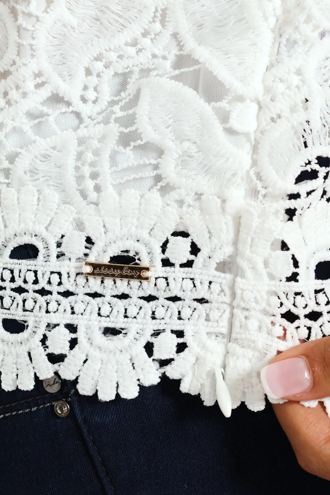 Scarlett Frill Sleeve Floral Crochet Blouse - White sold by Edgars product image thumbnail 5