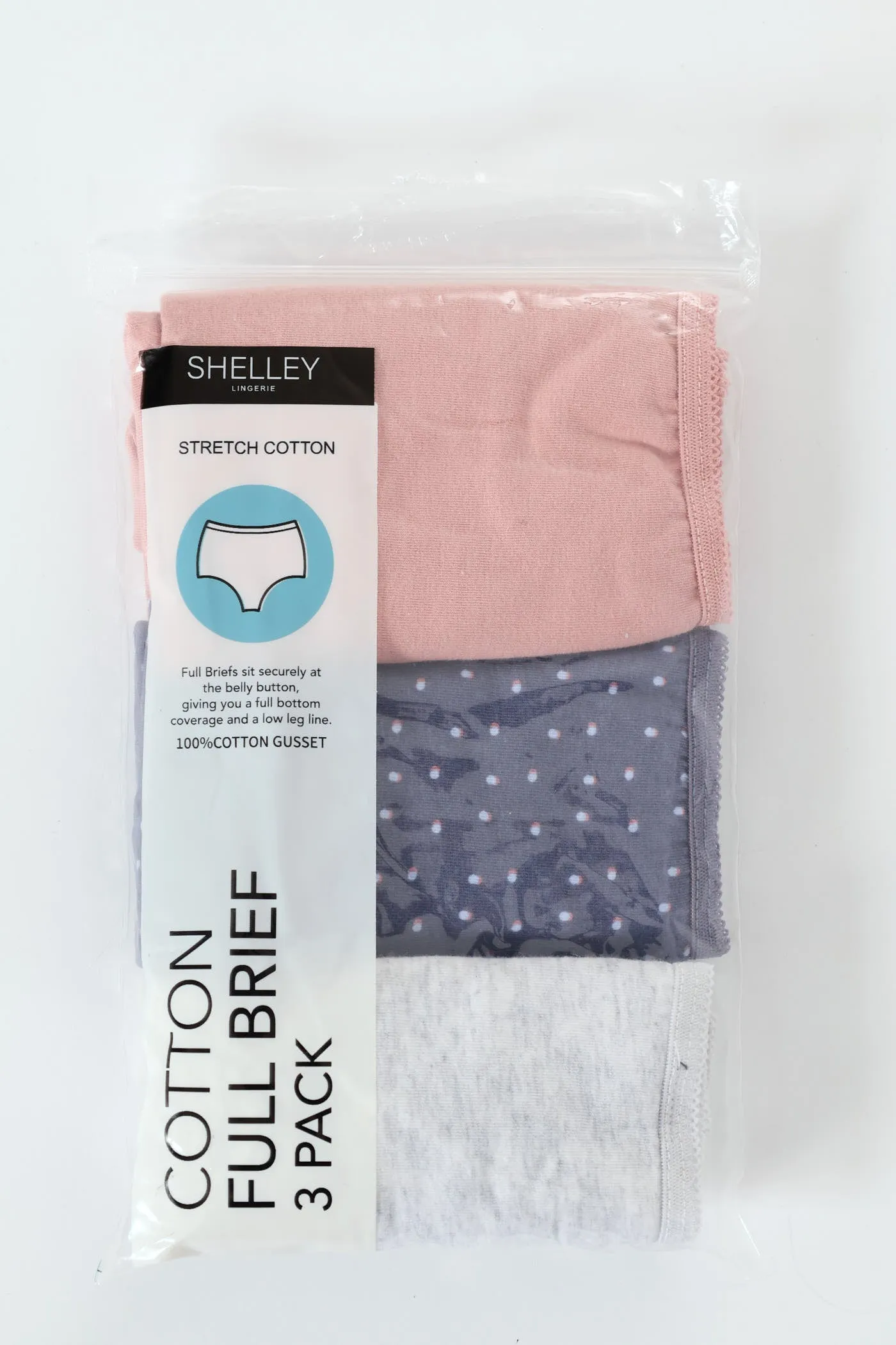 3 Pack Cotton Stretch Brief Panties - Spot/Pink/Grey Melange sold by Edgars product image thumbnail 2