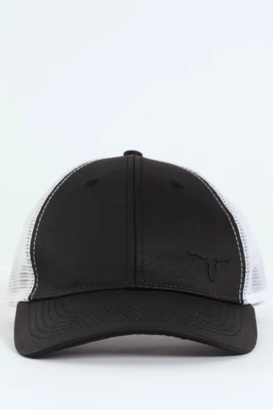 Rubber Logo Trucker Cap - Black/White sold by Edgars
