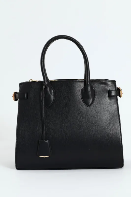 Multi Compartment Tote With Buckle Detail - Black sold by Edgars