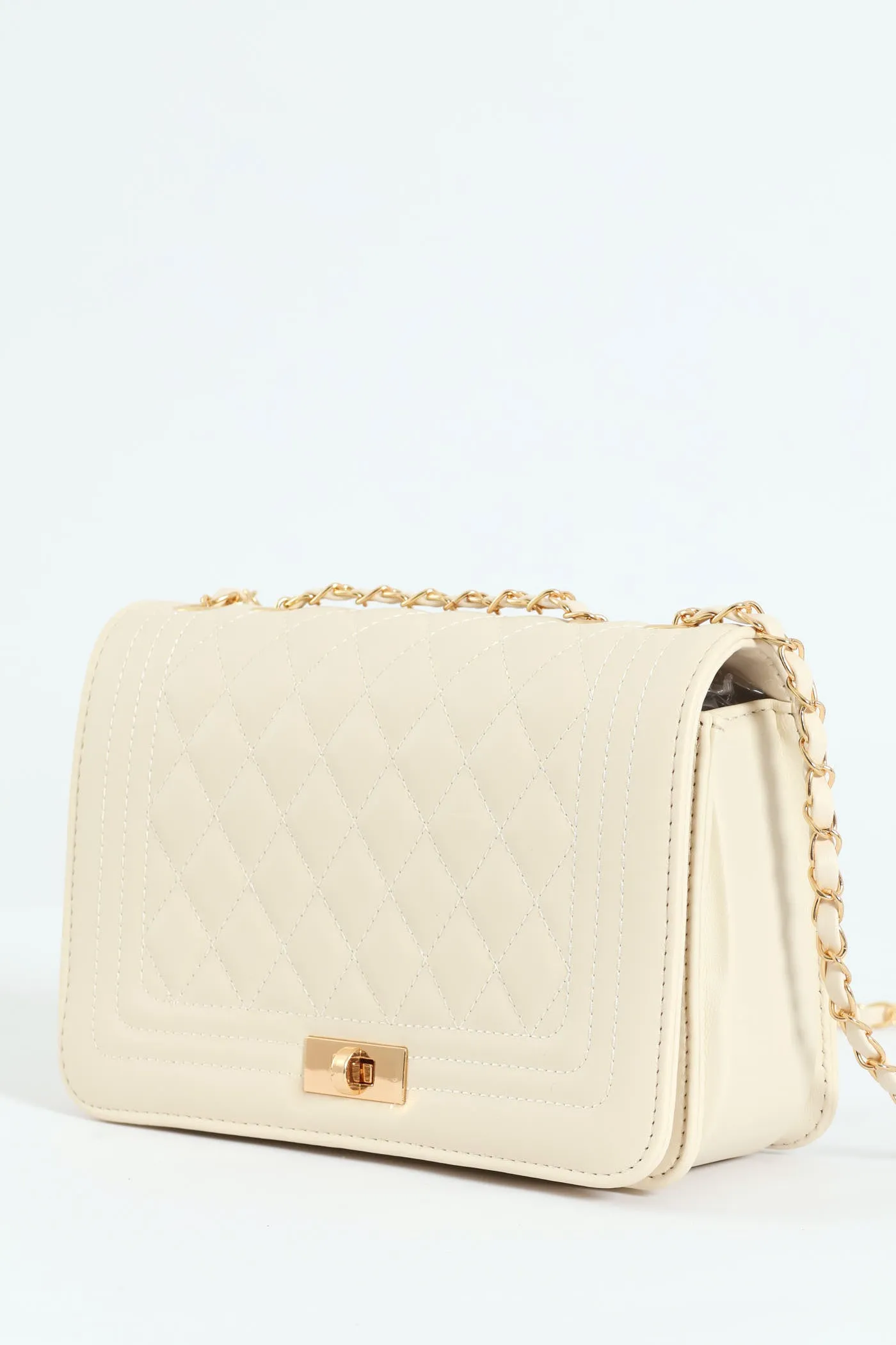 Quilted Chain Satchel - Cream sold by Edgars product image thumbnail 2