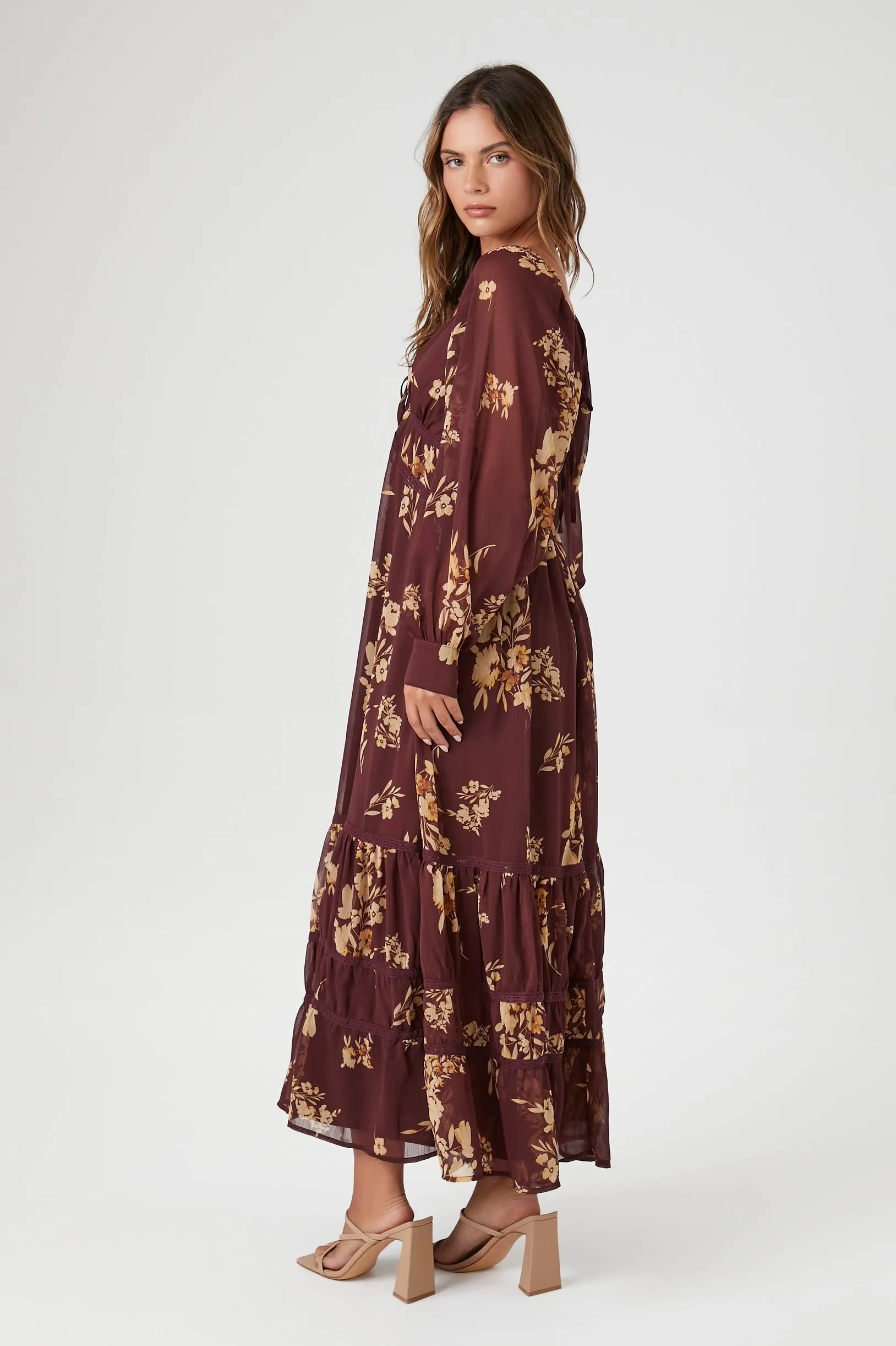 Chiffon Floral Print Midi Dress - Wine sold by Edgars product image thumbnail 4