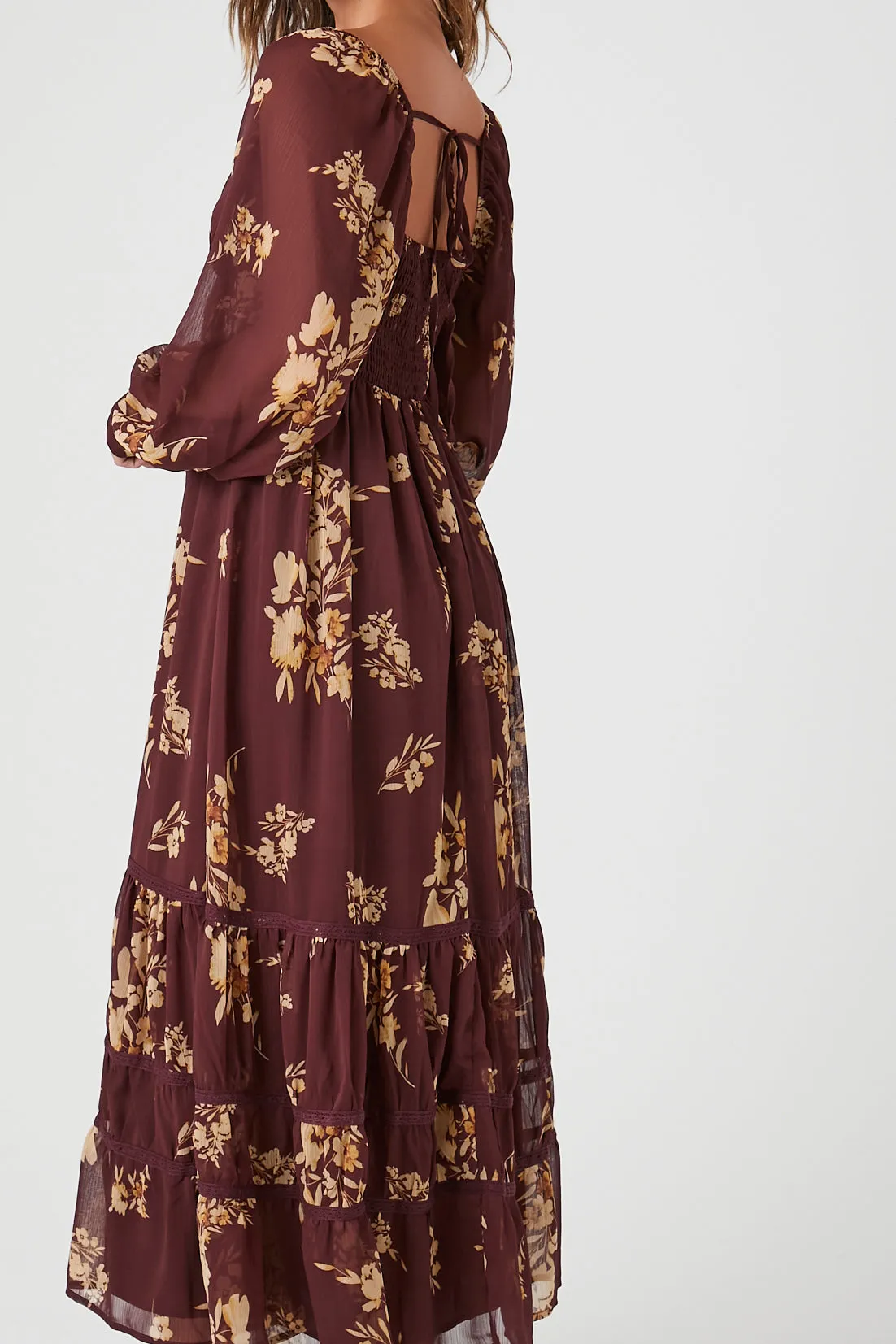 Chiffon Floral Print Midi Dress - Wine sold by Edgars product image thumbnail 5