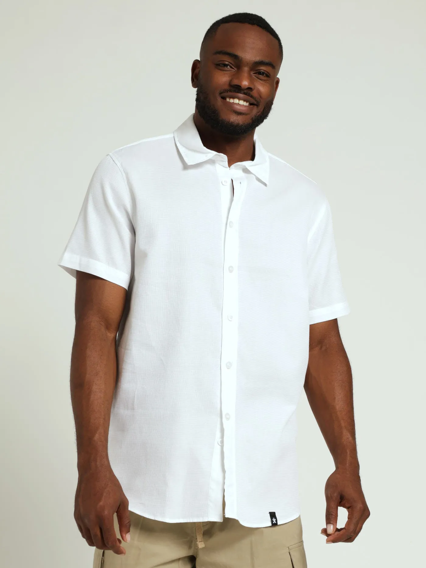 Mini Waffle Surface Interest Shirt - White sold by Edgars