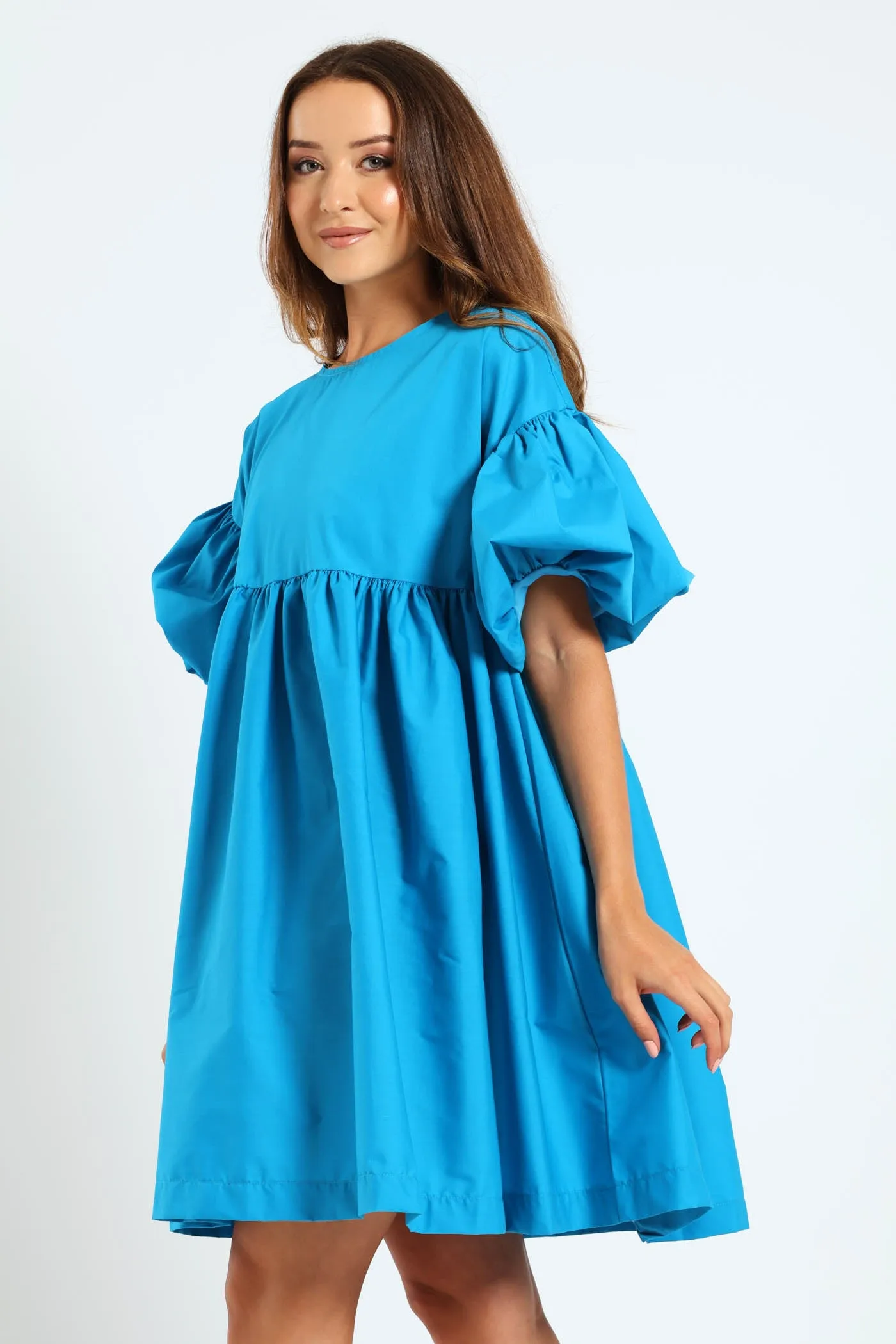 Volume Sleeve Poplin Mini Dress - Peacock Blue sold by Edgars product image thumbnail 4