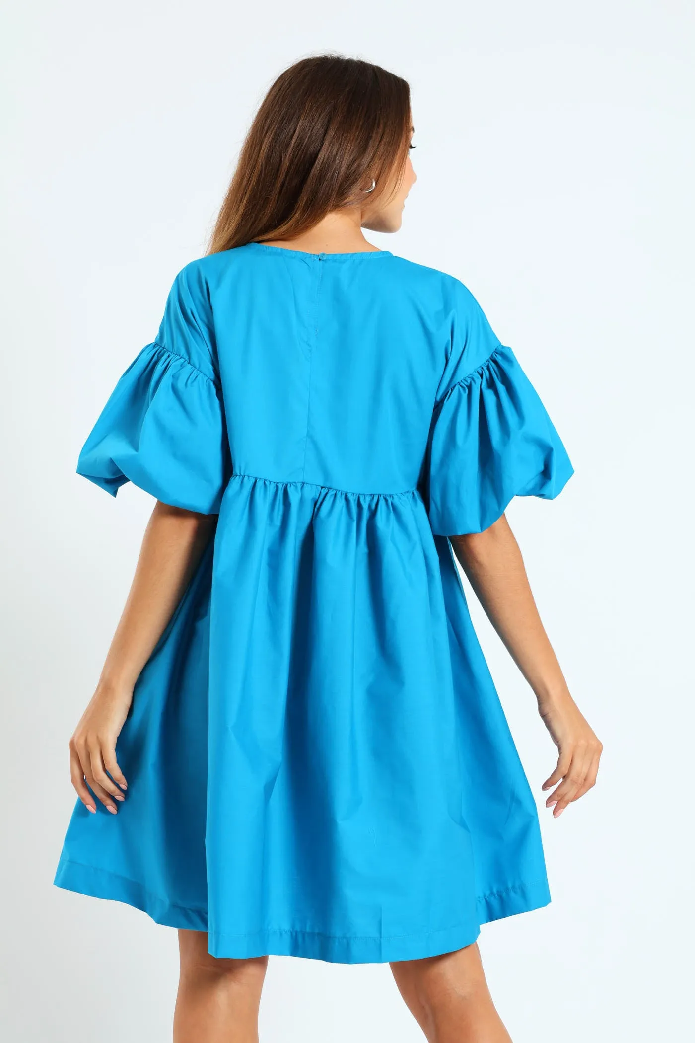 Volume Sleeve Poplin Mini Dress - Peacock Blue sold by Edgars product image thumbnail 5