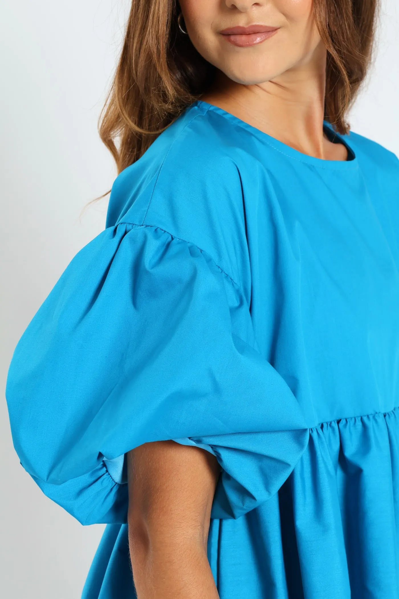 Volume Sleeve Poplin Mini Dress - Peacock Blue sold by Edgars product image thumbnail 2