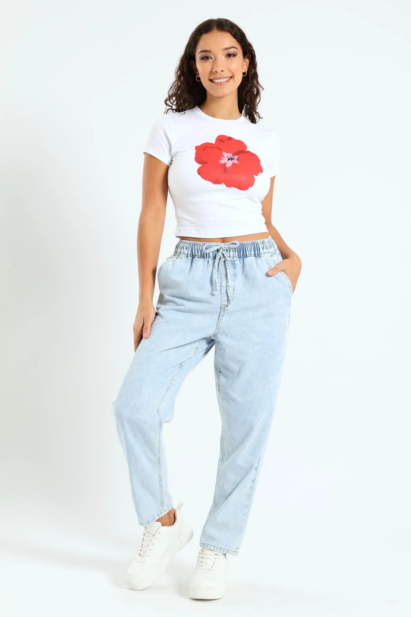 Elastic Waist Tapered Jean - Salty Light Wash sold by Edgars