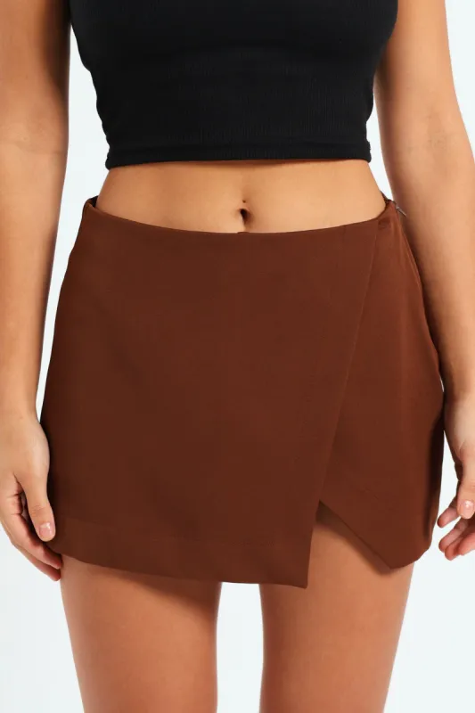 Wrap Skort - Brown sold by Edgars