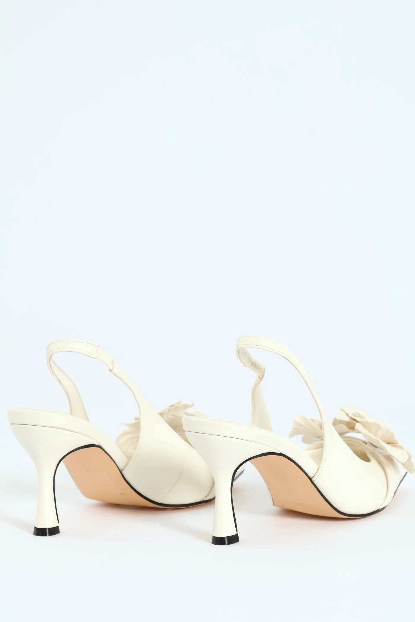 Pointed Slingback 3D Flower Detail Kitten Heel - Off White sold by Edgars product image thumbnail 5