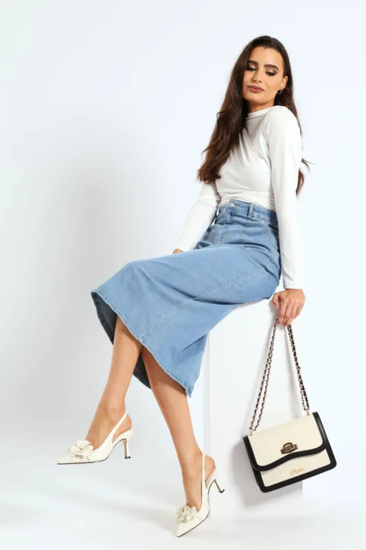 Pointed Slingback 3D Flower Detail Kitten Heel - Off White sold by Edgars 