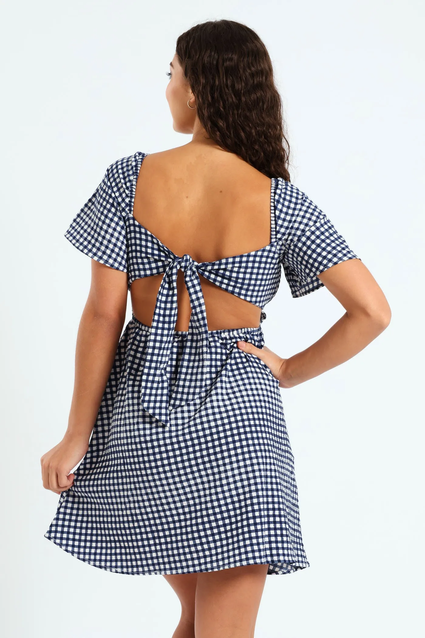 Gingham Smock Mini Dress - Cobalt sold by Edgars product image thumbnail 3