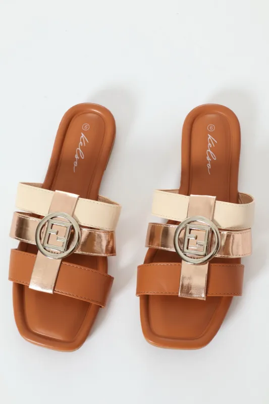 Trim Detail Triple Strap Mule Sandal sold by Edgars