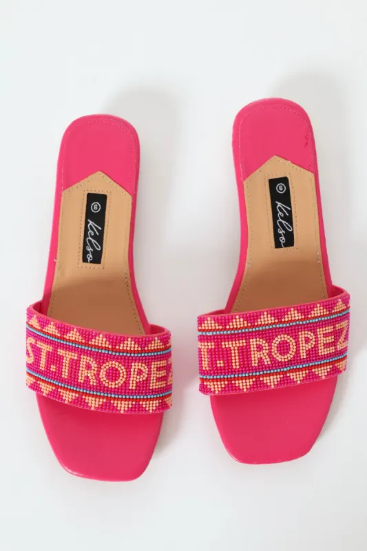 Beaded Mule Sandal - Fuchsia sold by Edgars