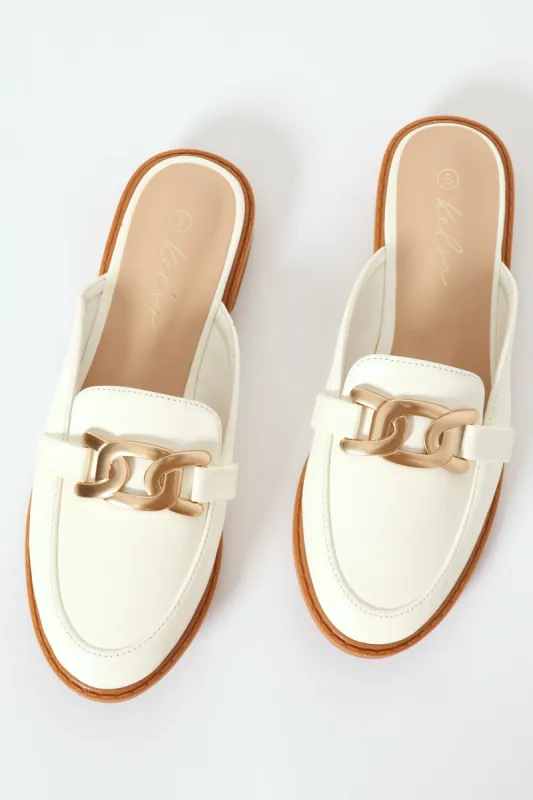 Chain Trim Push In Loafer - White sold by Edgars