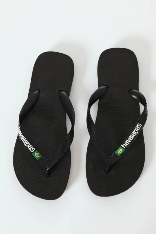 Brazil Logo & Word Flip Flop - Black sold by Edgars