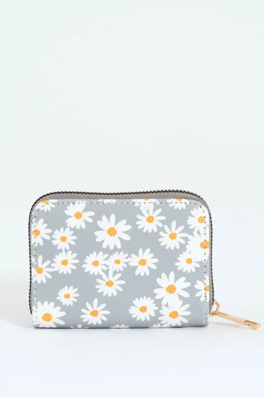 Daisy Print Small Zip Around Purse - Sage sold by Edgars