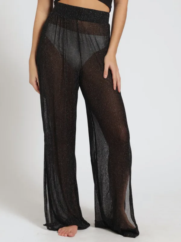 Lurex Side Slit Coverup Pants  - Black sold by Edgars