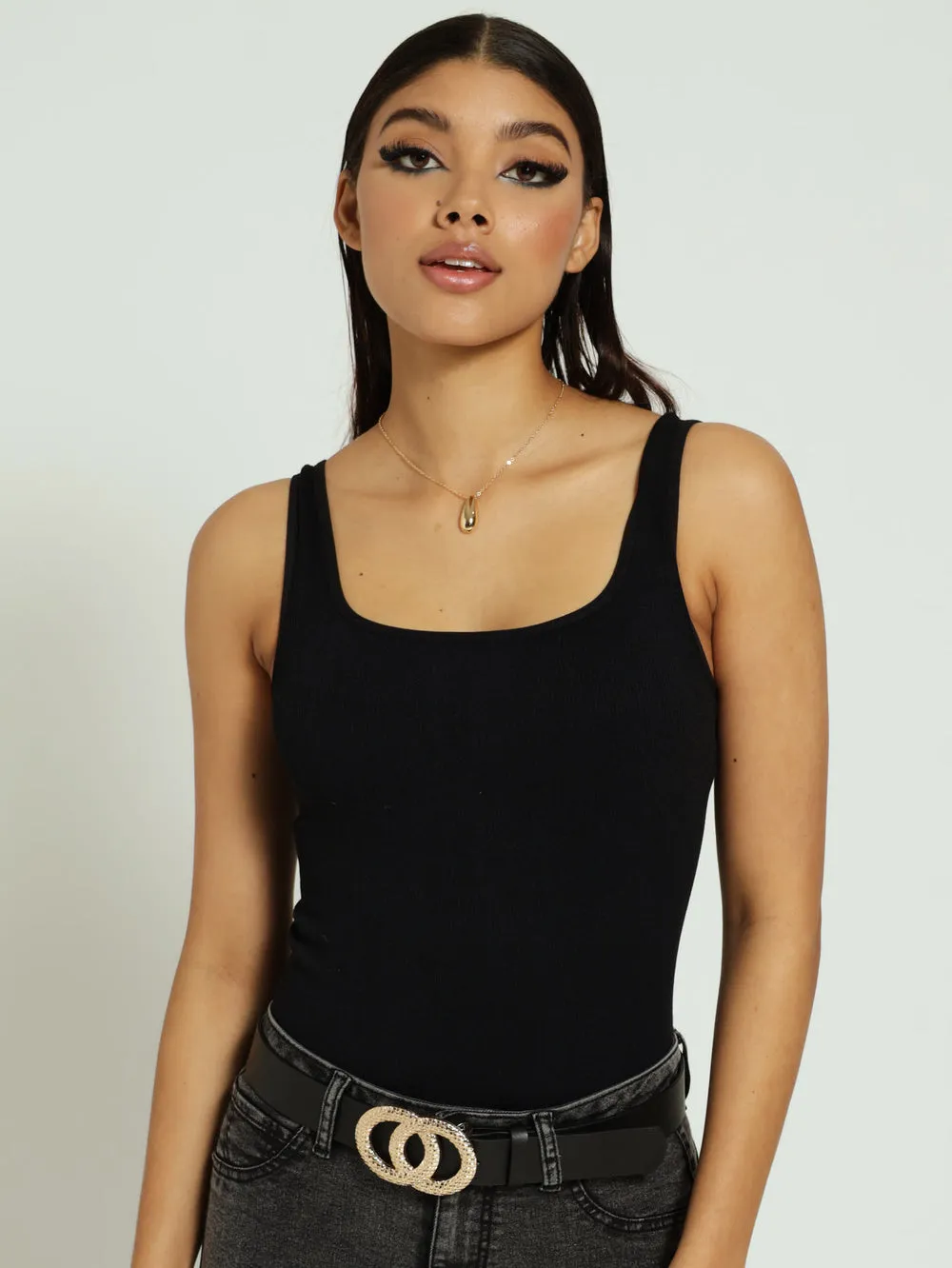 Square Neck Seamless Bodysuit - Black sold by Edgars
