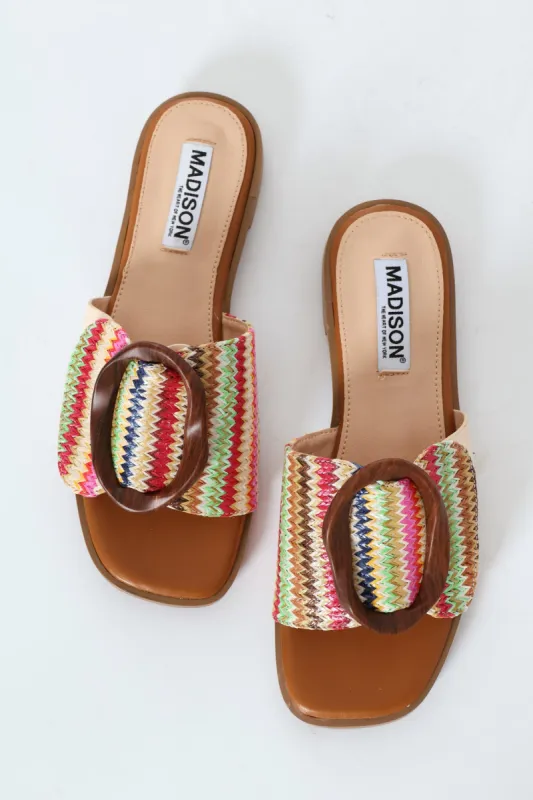 Janvee Woven Buckle Slip On Mule Sandal - Nude sold by Edgars 