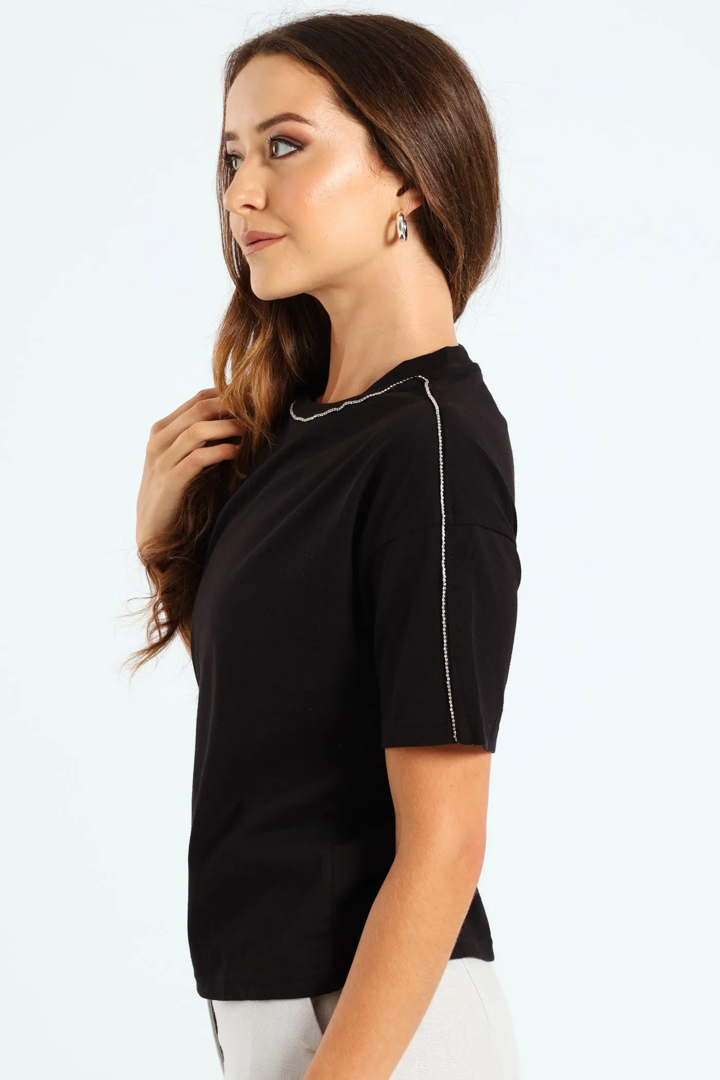 Diamante Strip Boxy Tee - Black sold by Edgars product image thumbnail 3