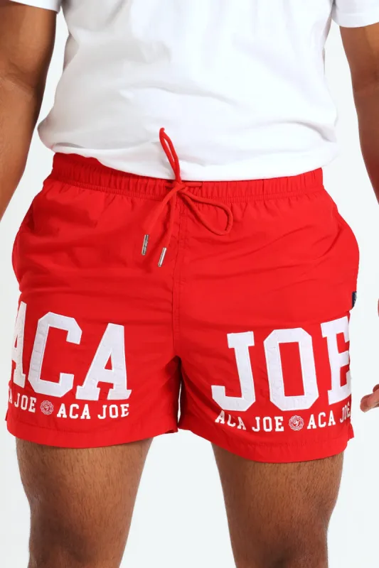 Felt Applique Swim Short - Red sold by Edgars