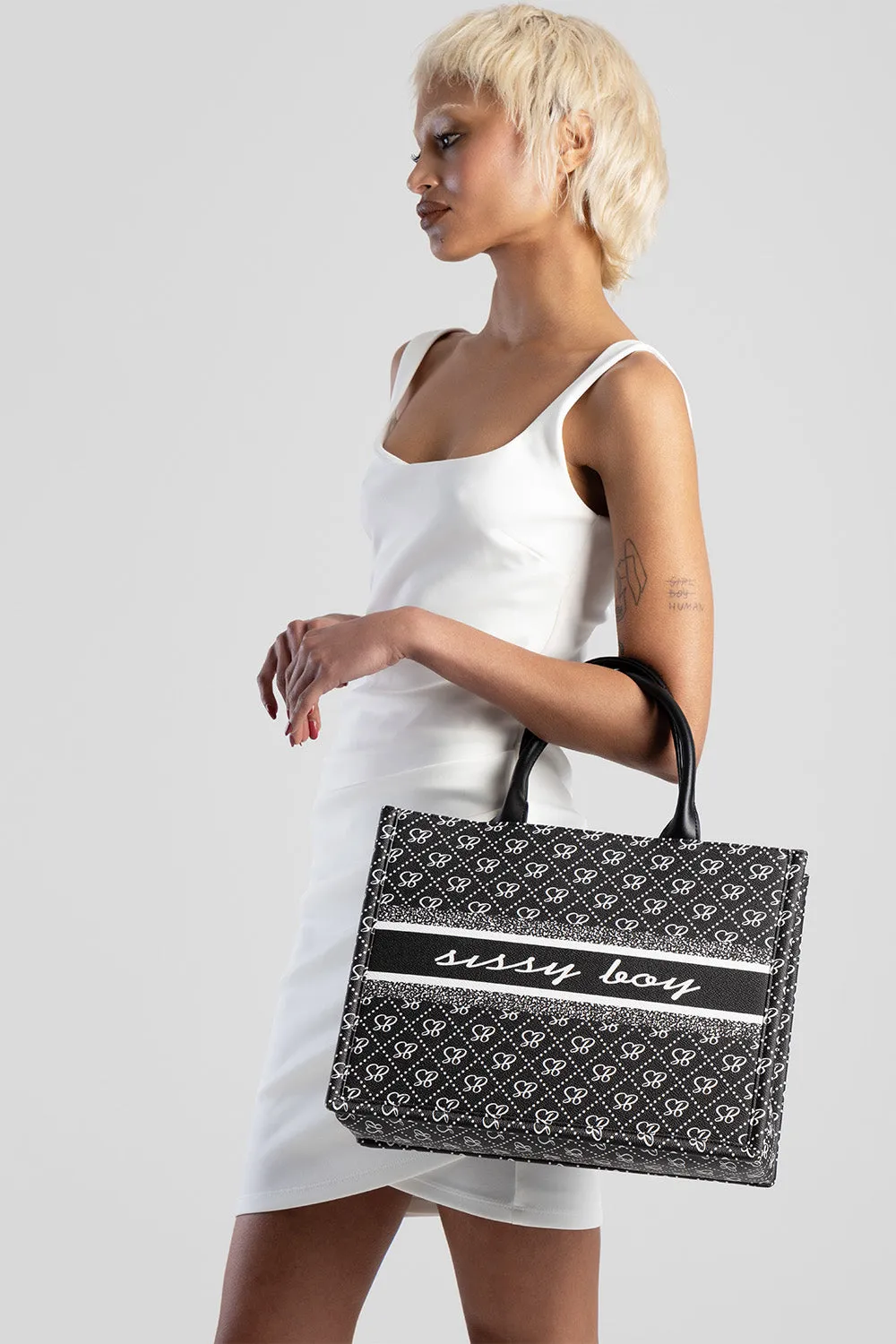 Printed Jacquard Tote Bag - Black sold by Edgars