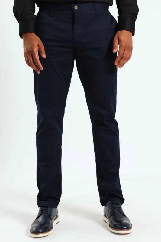 Venice Slim Fit Chino Trousers - Navy sold by Edgars