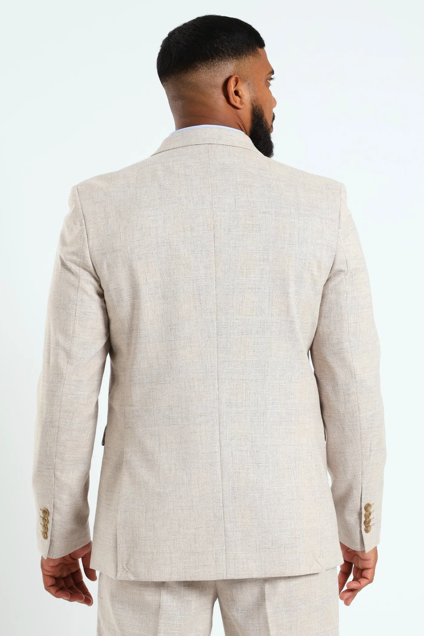 Glen Check Double Breasted Blazer - Natural sold by Edgars product image thumbnail 4