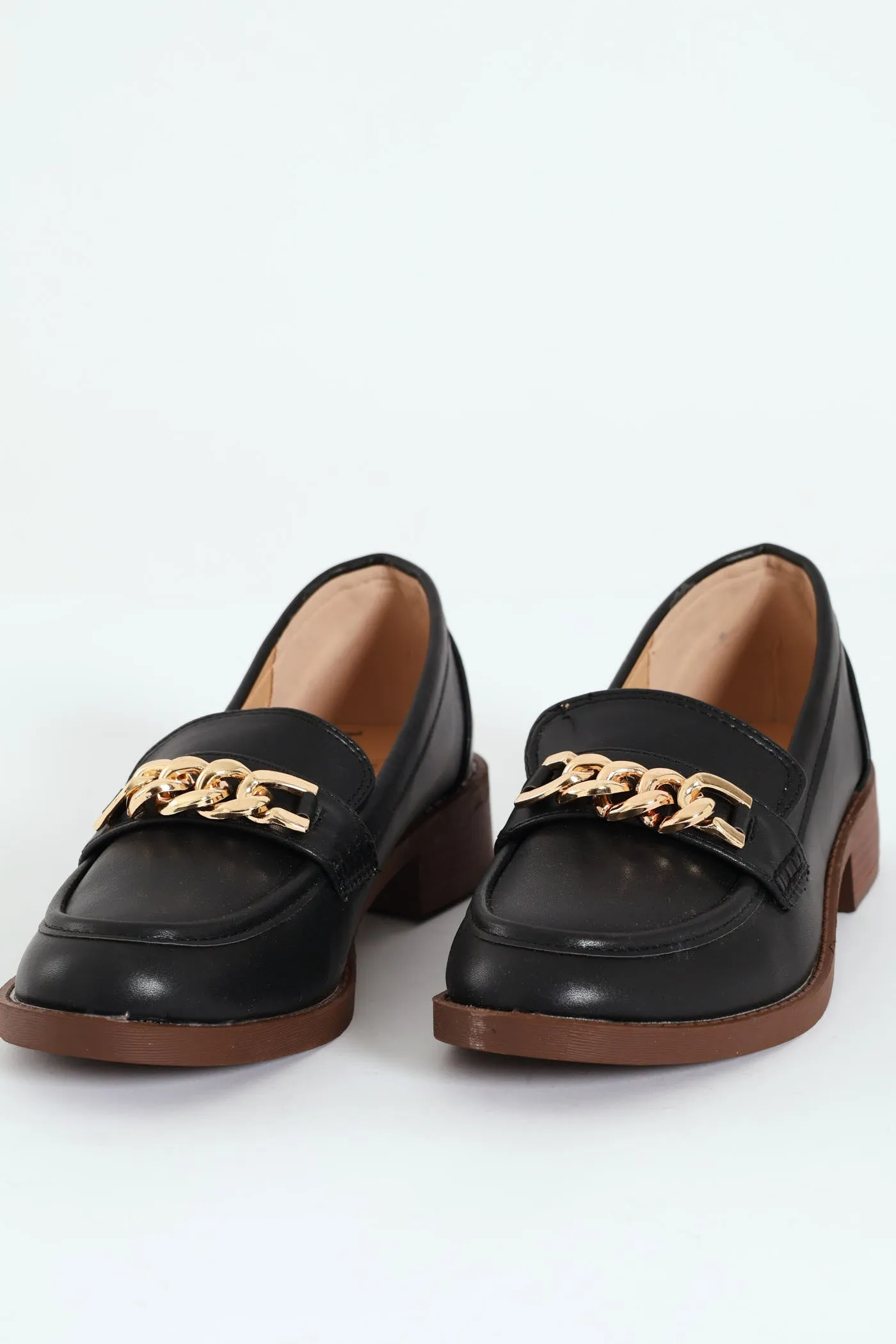 Stack Spray Outsole Loafer With Chain Detail - Black sold by Edgars