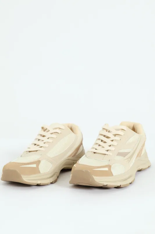 Panelled Mesh Trainer - Taupe sold by Edgars