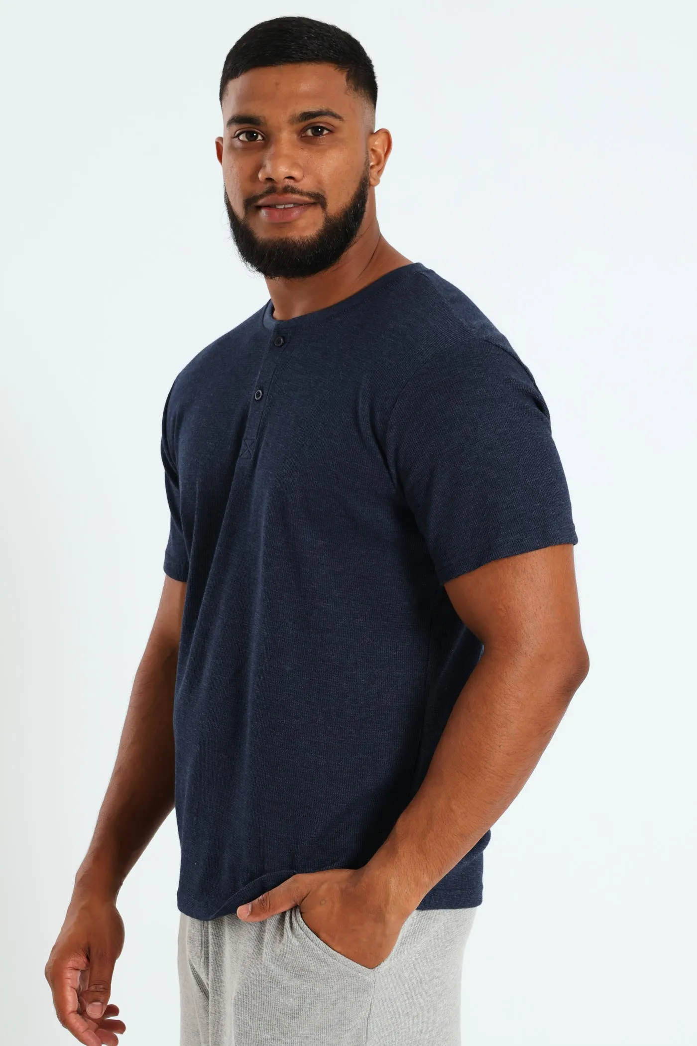 Waffle Henley Sleep Shirt - Navy sold by Edgars product image thumbnail 2