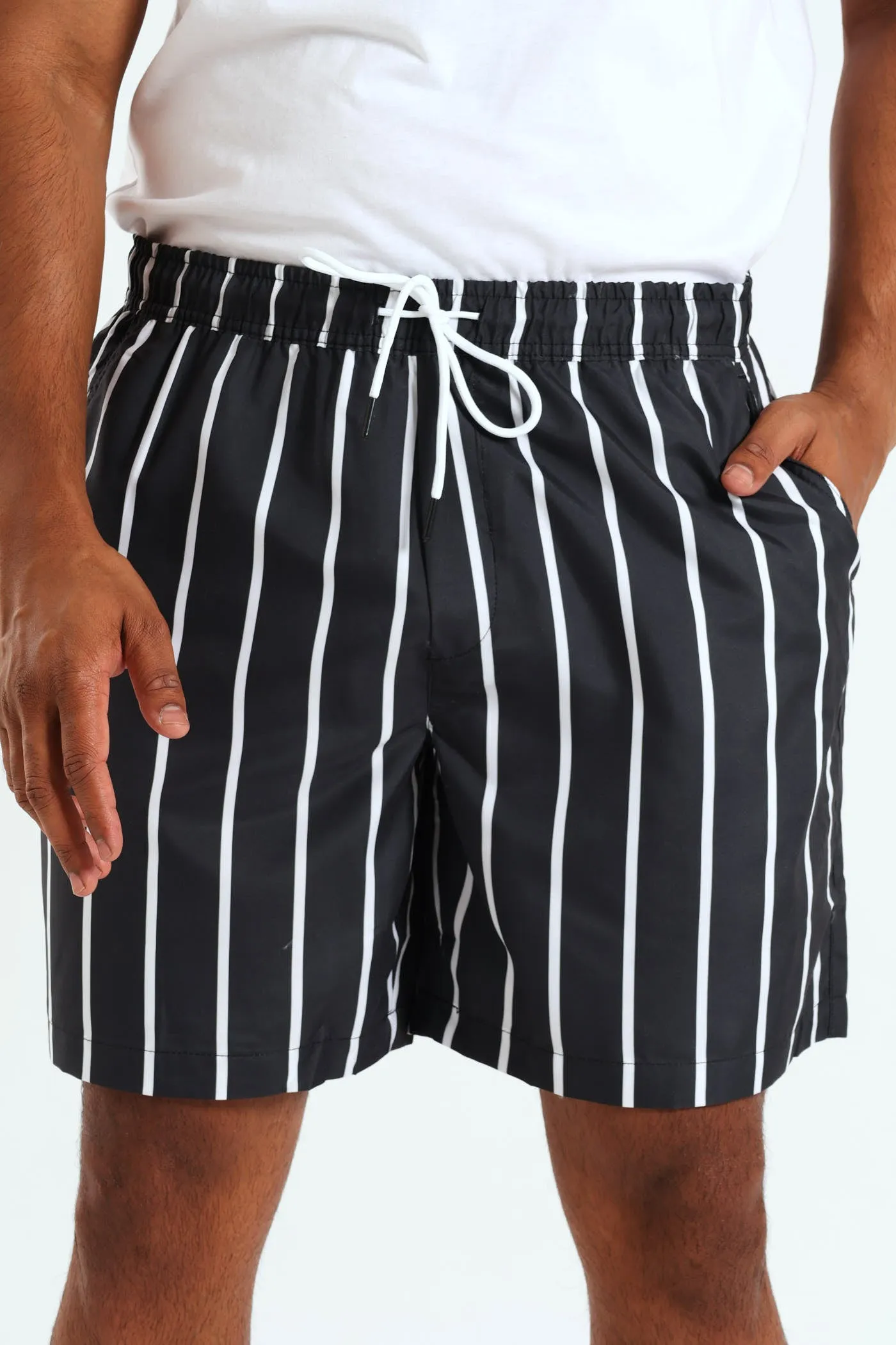 Stripe Swim Short - Black/White sold by Edgars
