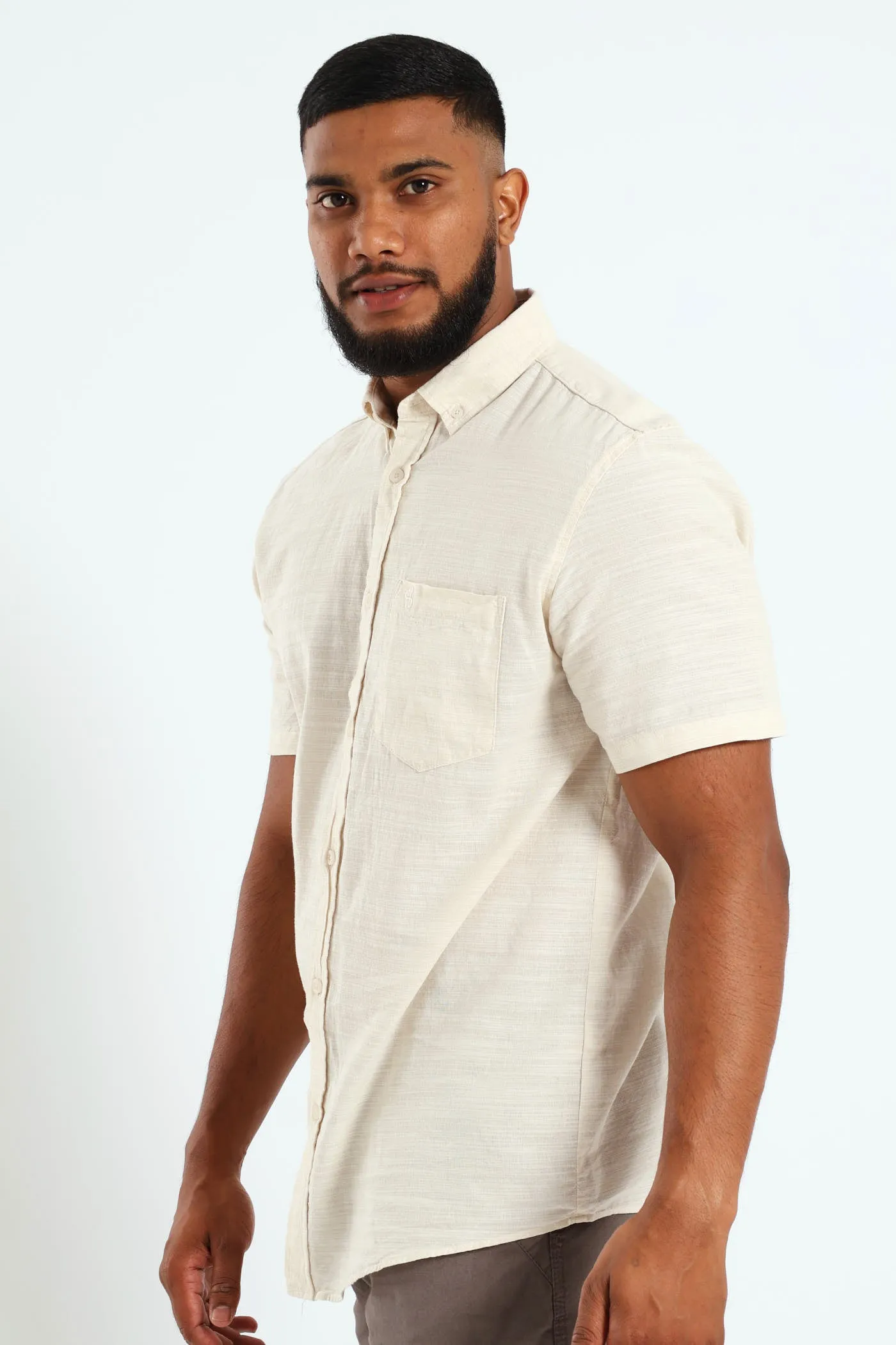 Button Down Plain Cotton Slub Shirt - Off White sold by Edgars product image thumbnail 2