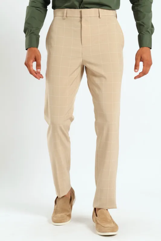 Window Pane Trousers - Natural sold by Edgars