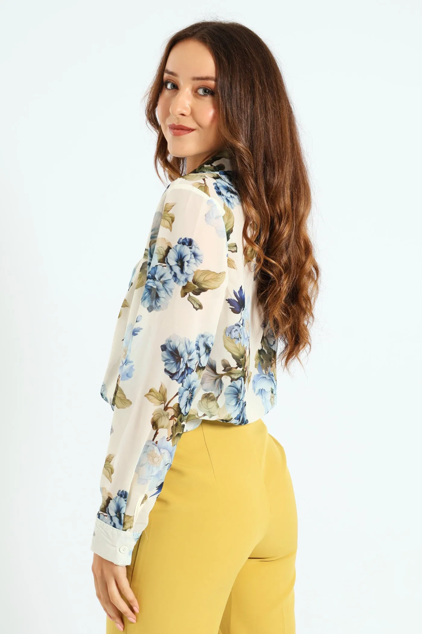 Poppies Floral Chiffon Shirt - Cream/Blue sold by Edgars product image thumbnail 3
