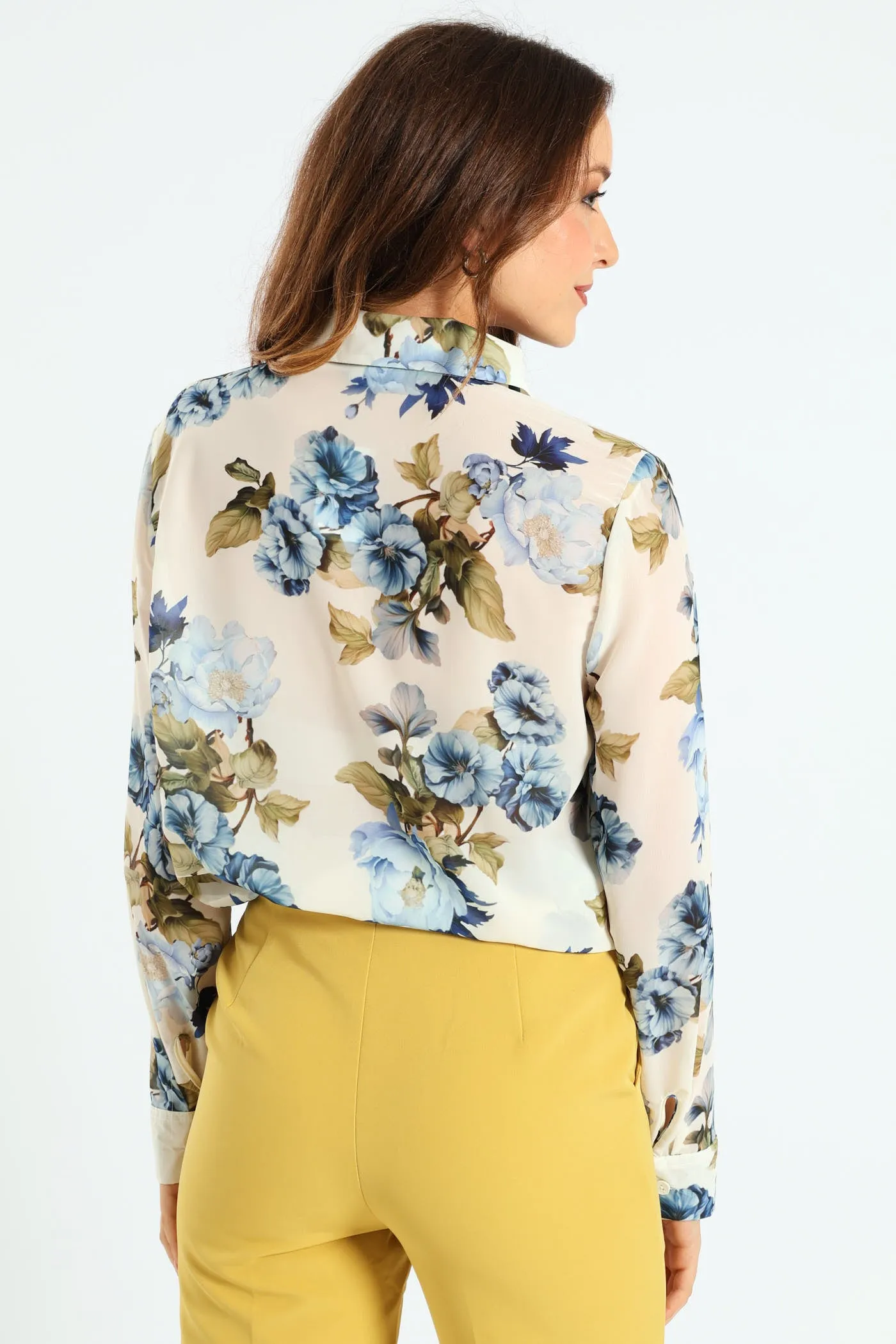 Poppies Floral Chiffon Shirt - Cream/Blue sold by Edgars product image thumbnail 4