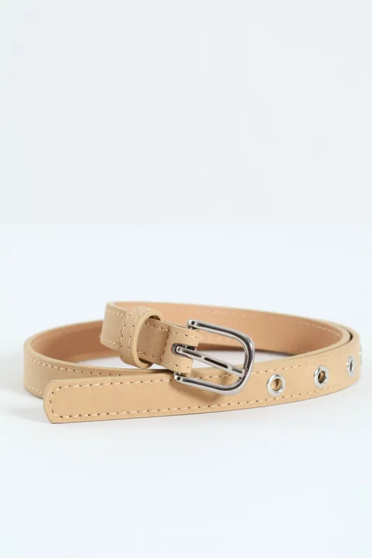 3 Pack Silver Square Buckle Belts - Beige/Tan/Black sold by Edgars