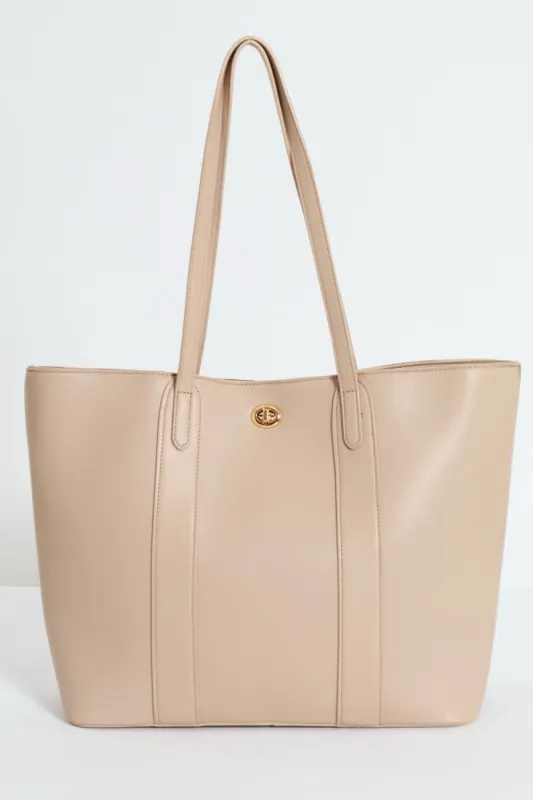 Gold Clasp Large Shopper - Taupe sold by Edgars 