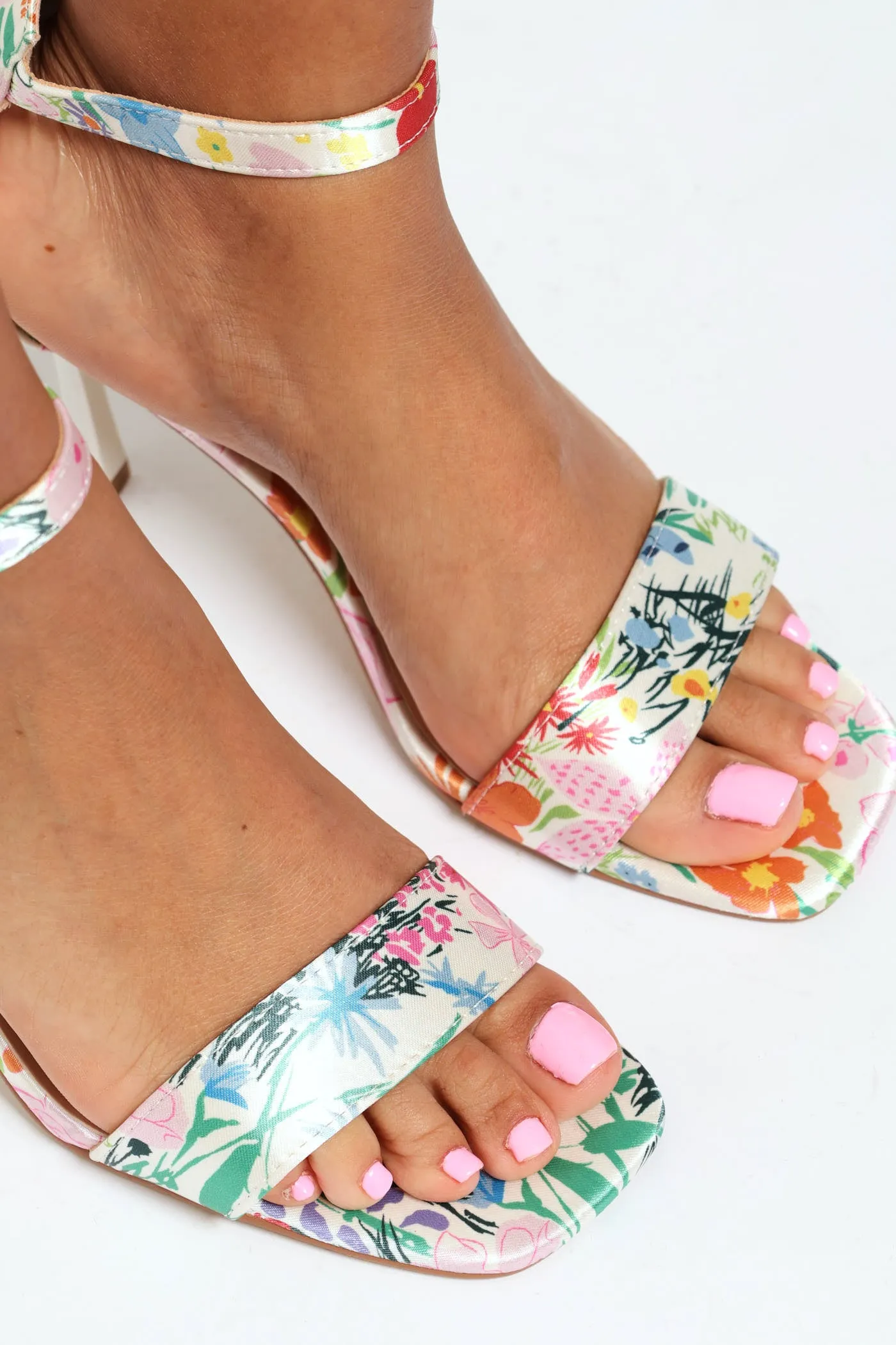 Ankle Strap Flora Print Sandal Heel sold by Edgars