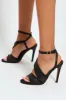 Raffia Strap Heeled Sandal - Black sold by Edgars