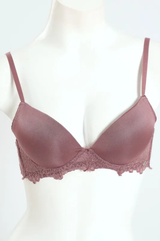 2 Pack Shiny Microfibre & Lace Double Push Up T-Shirt Bra - Chai/Black sold by Edgars